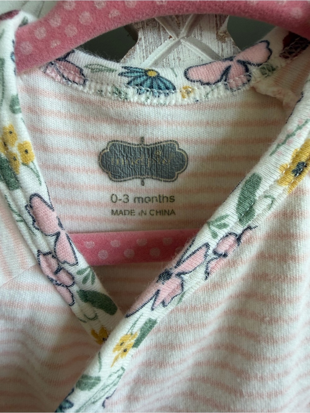 Mud Pie Pink Striped Floral Cat Wrap Footie, 0-3M - Picture 3 of 6